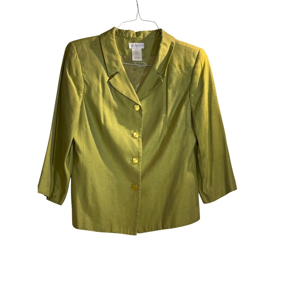 Worthington Womens Chartreuse Green Textured Blazer Jacket Size 12 3/4 Sleeve